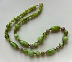 Jaren '50 gemarmerd kunststof kralen ketting: groen, Ophalen of Verzenden, Overige materialen, Ketting