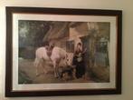 Engelse print in bruine lijst, Huis en Inrichting, Ophalen, Gebruikt, 125 cm of meer, Print