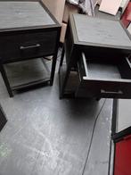 2 Nieuwe Houten Nachtkastjes met Metalen Frame, Huis en Inrichting, Slaapkamer | Nachtkastjes, Ophalen, Nieuw, 55 tot 70 cm, 45 tot 65 cm