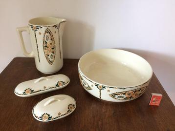 Lampetset Jugendstil waskom waterkan zeepbakje lampetstel beschikbaar voor biedingen