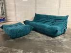 Togo 3zit en ottoman Teal ribfluweel, Ophalen of Verzenden, Zo goed als nieuw, Minder dan 150 cm, Togo ligne roset