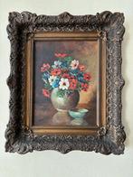Bloemenschilderij met antieke lijst, Antiek en Kunst, Ophalen
