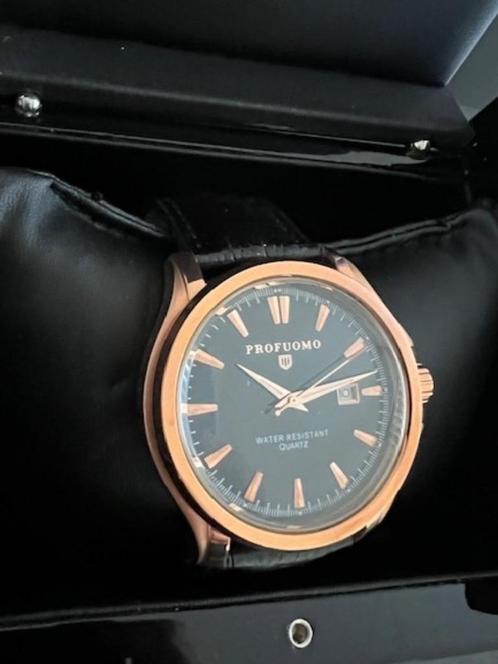 NIEUW PROFUOMO luxe rosegoudkleurig horloge lederen band, Sieraden, Tassen en Uiterlijk, Horloges | Heren, Nieuw, Polshorloge