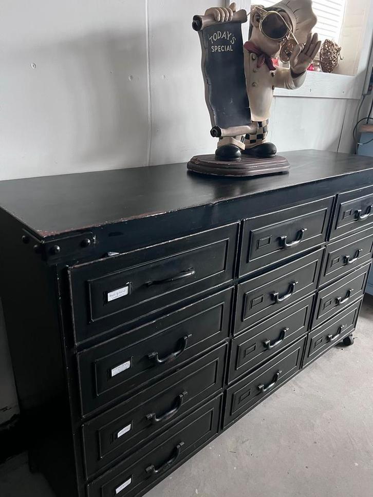 Stalen Dressoir met Laden - Industrieel Design, Huis en Inrichting, Kasten | Dressoirs, Gebruikt, 100 tot 150 cm, 25 tot 50 cm