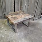 Bijzettafel wagonhout vintage look mancave, Ophalen, Minder dan 55 cm, Gebruikt, Vierkant