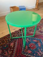 Groene bijzettafel metaal/glas - mooie staat, 45 tot 60 cm, Minder dan 55 cm, Metaal of Aluminium, Rond