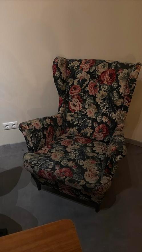 Ikea STRANDMON bloemen, Huis en Inrichting, Fauteuils, Zo goed als nieuw, Stof, 75 tot 100 cm, 75 tot 100 cm, Ophalen