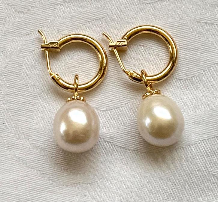 Parel “Sleeper” Oorbellen Creolen met druppelvormige  Parels, Sieraden, Tassen en Uiterlijk, Oorbellen, Nieuw, Hangers, Wit, Ophalen of Verzenden