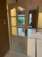 4 Zware houte deuren met glas, Doe-het-zelf en Verbouw, Deuren en Horren, Ophalen, 80 tot 100 cm, Binnendeur, 200 tot 215 cm