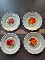 Emaille borden met bloemen, Antiek en Kunst, Antiek | Emaille, Ophalen of Verzenden