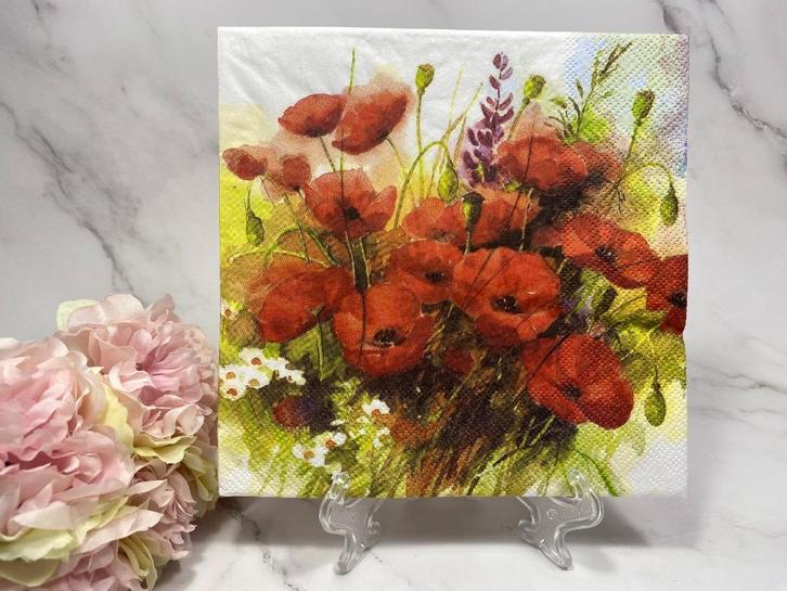 Ambiente knutsel servet wilde klaprozen decoupage nr 517, Hobby en Vrije tijd, Knutselen, Nieuw, Materiaal, Ophalen of Verzenden