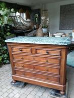 Antieke commode ladenkast marmer blad badkamermeubel baby tv, Antiek en Kunst, Antiek | Meubels | Kasten, Ophalen of Verzenden