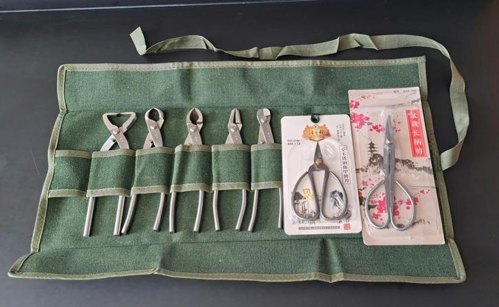 RVS Bonsai Gereedschap Set + Rol + Scharenset, Tuin en Terras, Hand-tuingereedschap, Nieuw, Overige soorten, Ophalen of Verzenden