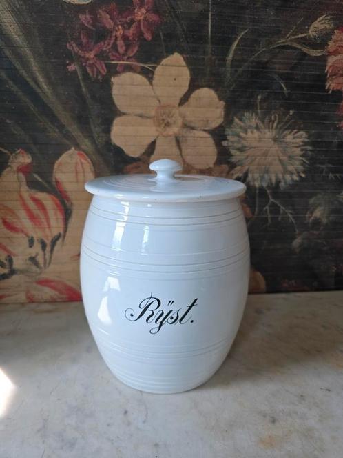 Grote oude witte voorraadpot bandenpot rijst, Antiek en Kunst, Antiek | Servies los, Ophalen of Verzenden