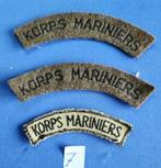 set 7  3 vintage schouderemblemen Korps Mariniers, Verzenden, Marine, Nederland, Embleem of Badge