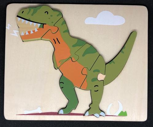 Houten puzzel - dinosaurus, Kinderen en Baby's, Speelgoed | Kinderpuzzels, Gebruikt, Minder dan 10 stukjes, Van hout, Ophalen of Verzenden