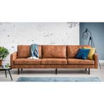 SPLINTERNIEUW IN VERPAKKKNG, 4-zits bank cognac microvezel, Huis en Inrichting, Banken | Bankstellen, 250 tot 300 cm, Chair Plaza