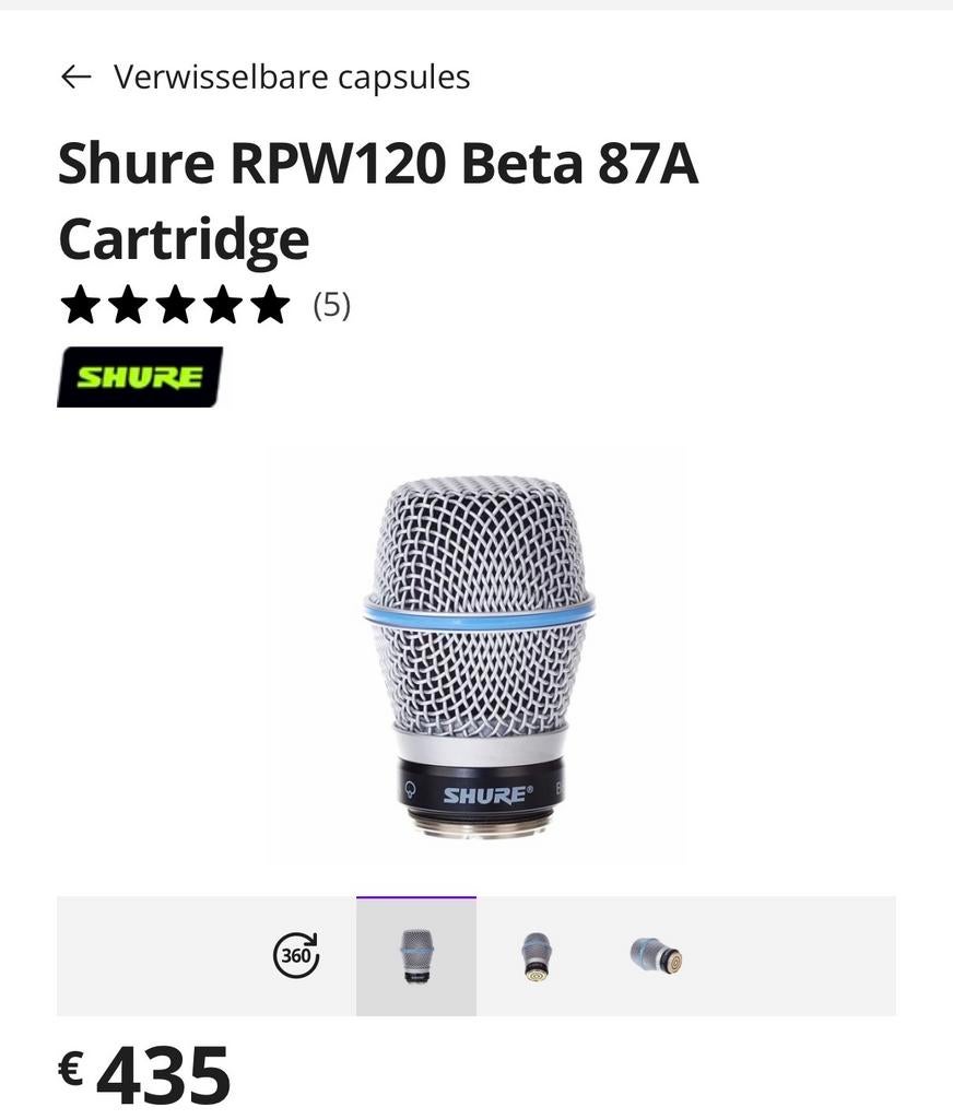Shure Beta 87A Microfoon - Topconditie!, Muziek en Instrumenten, Microfoons, Ophalen, Zo goed als nieuw, Zangmicrofoon