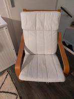 Witte fauteuil met houten frame ikea poang, Huis en Inrichting, Stoelen, Ophalen, Wit, Zo goed als nieuw, Stof