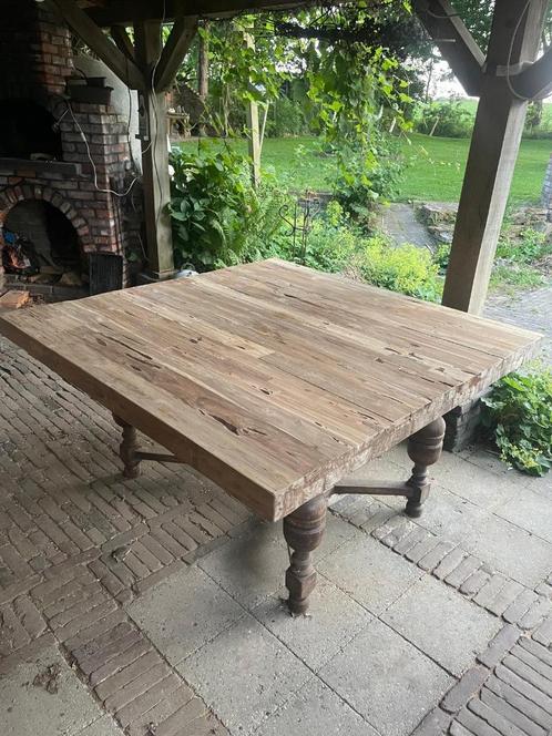 stamtafel, Huis en Inrichting, Tafels | Eettafels, Gebruikt, 100 tot 150 cm, 150 tot 200 cm, Vijf personen of meer, Rechthoekig