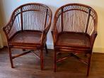 2 vintage Brighton Pavilion bamboe rotan fauteuils jaren '60, Ophalen, Vintage bohemian, Minder dan 75 cm, Riet of Rotan