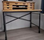 Industrieel-chic bureau, (qwe), Huis en Inrichting, Bureaus, Ophalen, Met wielen, Zo goed als nieuw, Bureau