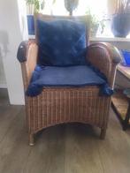 Rieten stoel met gratis kussens, Huis en Inrichting, Fauteuils, Ophalen, Zo goed als nieuw, Minder dan 75 cm