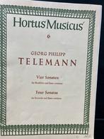 Philipp Telemann vier sonaten blockflöte basso continuo, Ophalen of Verzenden, Zo goed als nieuw