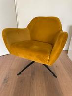 ️ Mosterdgele velvet draaifauteuil – modern & chic, Huis en Inrichting, Fauteuils, Ophalen, Stof, 50 tot 75 cm