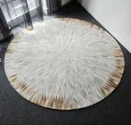 Echt lederen vloerkleed, Hotel Chique, Crème, 150 tot 200 cm, Rond, Ophalen of Verzenden