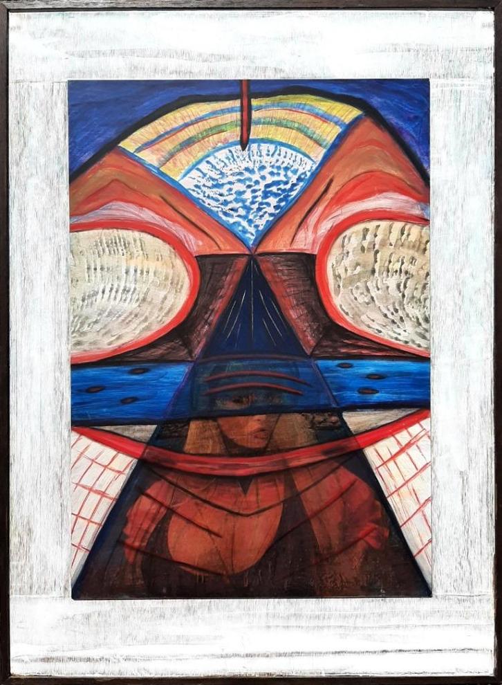 Schilderij van kunstenaar Eric Stas. 79,8 cm. x 58,4 cm., Antiek en Kunst, Kunst | Schilderijen | Modern, Ophalen of Verzenden