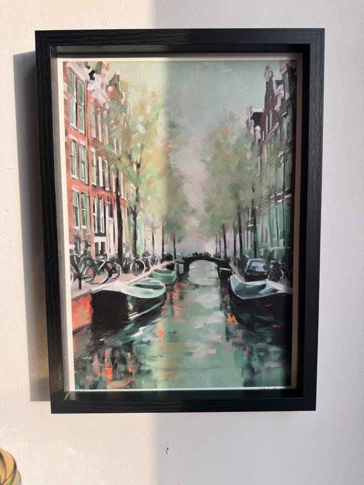 Kunst Amsterdam schilderij art painting grachten modernart, Antiek en Kunst, Kunst | Schilderijen | Modern, Ophalen of Verzenden