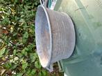 Zinken teiltje 23 cm doorsnee, 10 cm hoog, Tuin en Terras, Bloembakken en Plantenbakken, Ophalen, Minder dan 30 cm, Rond, Zo goed als nieuw