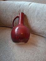 Vintage Rode Vaas met Oor, Gebruikt, Aardewerk of Porselein, Ophalen of Verzenden, Minder dan 50 cm