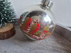 Oude kerstbal zilver met kerstdorp 458, *, Gebruikt, *, Ophalen of Verzenden