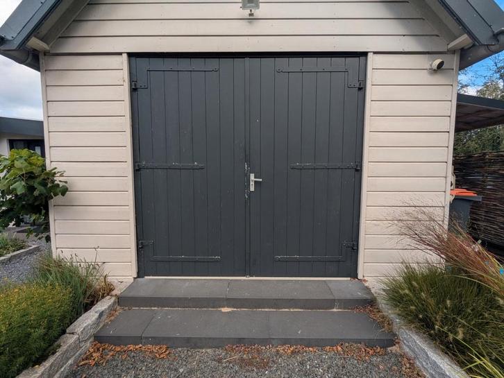 Dubbele schuurdeur, garagedeur, Doe-het-zelf en Verbouw, Deuren en Horren, Gebruikt, Garagedeur, 215 cm of meer, 120 cm of meer