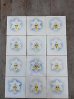 60 Art nouveau wandtegels met afbeelding lelie grijs/blauw, Ophalen