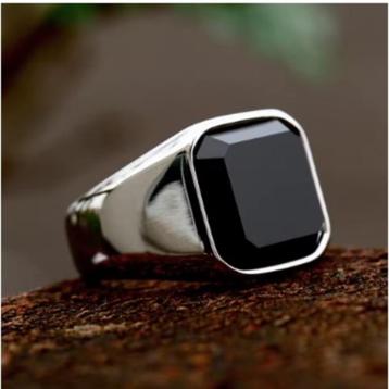 Simple Fashion Stainless Steel With Zircon Black Agate Stone beschikbaar voor biedingen