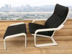 Vintage IKEA Poäng relaxfauteuil met hocker, Huis en Inrichting, Fauteuils, Hout, Gebruikt, Ikea, 50 tot 75 cm
