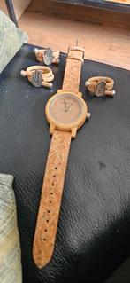 Horloge gemaakt van kurk + 3 ringen - allen nieuw, Ophalen of Verzenden, Nieuw, Polshorloge, Overige merken