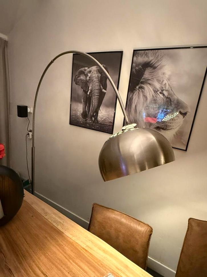 Grote booglamp – RVS – industriële look – perfecte staat, Huis en Inrichting, Lampen | Vloerlampen, Zo goed als nieuw, 150 tot 200 cm