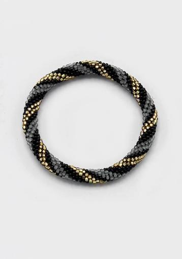 Glaskralen armband - disco zwart en goud - RB338 beschikbaar voor biedingen