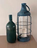 Grote lantaarn en vaas, Ophalen, Overige materialen, 25 tot 50 cm, Blauw