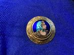 Vintage jaren '60 585-goud: broche/hanger kobalt email d'art, Verzenden, Zo goed als nieuw, Blauw, Goud