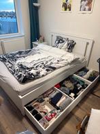 Wit bed met opberglades, Ophalen, Wit, Tweepersoons, Zo goed als nieuw