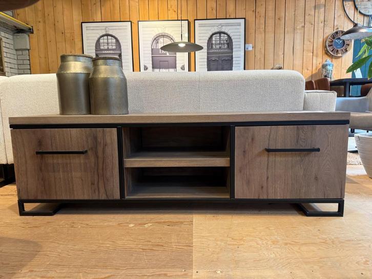 tv meubel River in eiken elephant grey, Huis en Inrichting, Kasten | Televisiemeubels, Nieuw, Minder dan 100 cm, 150 tot 200 cm