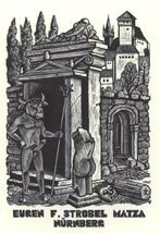 0741 Ex Libris Nederland : Lou Strik, 1988, Antiek en Kunst, Kunst | Etsen en Gravures, Verzenden