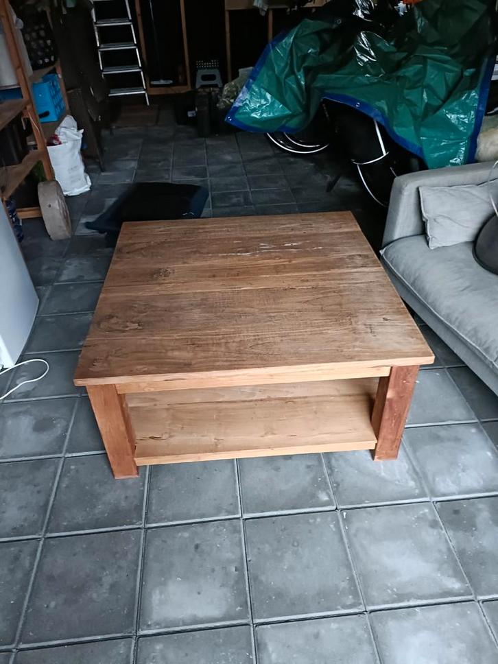 Houten salontafel, Huis en Inrichting, Tafels | Salontafels, Gebruikt, Minder dan 50 cm, 50 tot 100 cm, 50 tot 100 cm, Vierkant