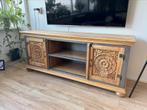Teakhout / metalen tv meubel., Ophalen, Gebruikt, Teakhout, 25 tot 50 cm