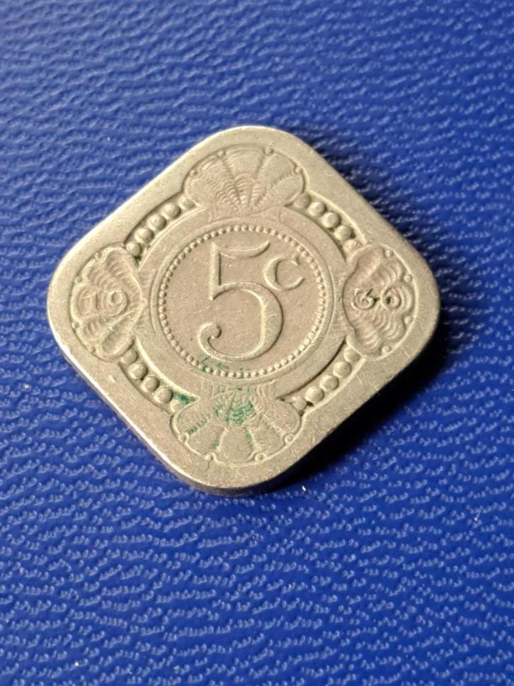 1936 vierkante stuiver Wilhelmina, Postzegels en Munten, Munten | Nederland, Losse munt, 5 cent, Koningin Wilhelmina, Verzenden